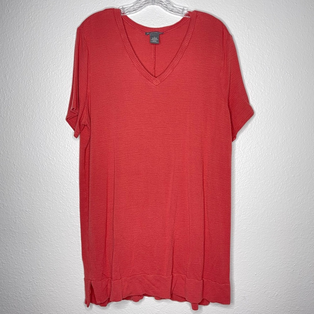 Adrianna‎ Papell Red Sand V Neck Tunic Top Size Large